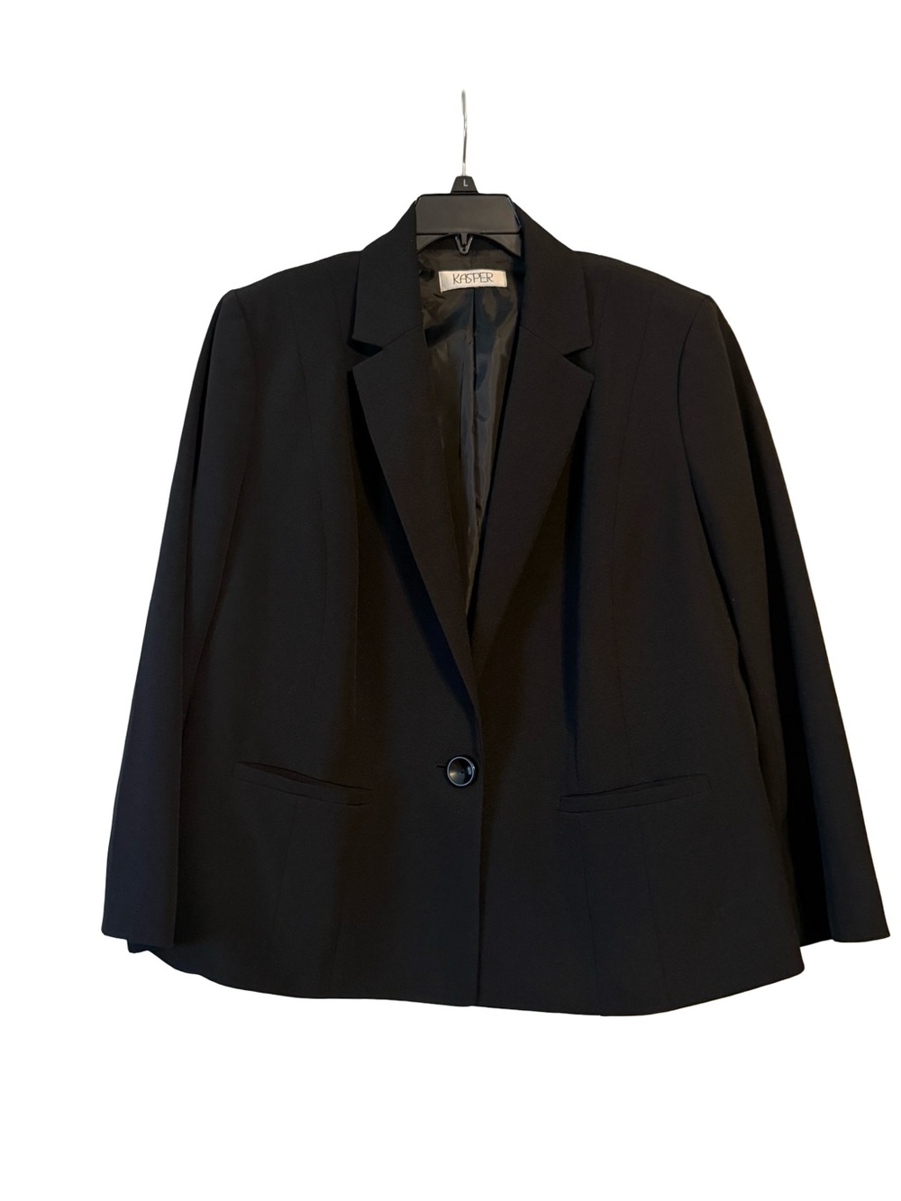 Kasper Black Single-Button Notch Lapel Blazer